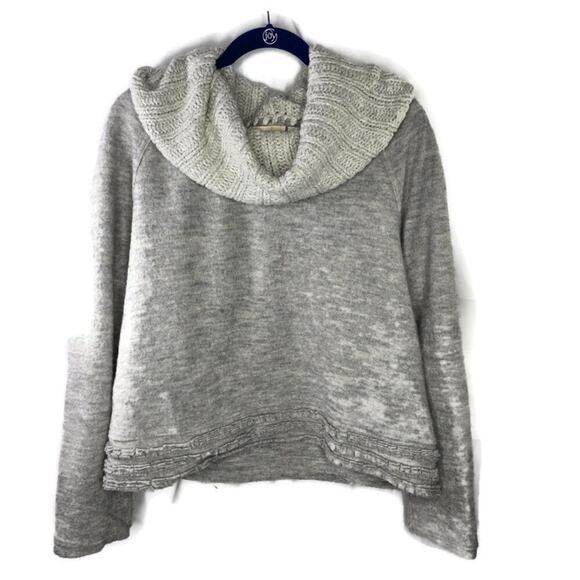Anthropologie Sleeping on Snow Gray Cowlneck Wool Alpaca Sweater Size Small - Picture 1 of 7